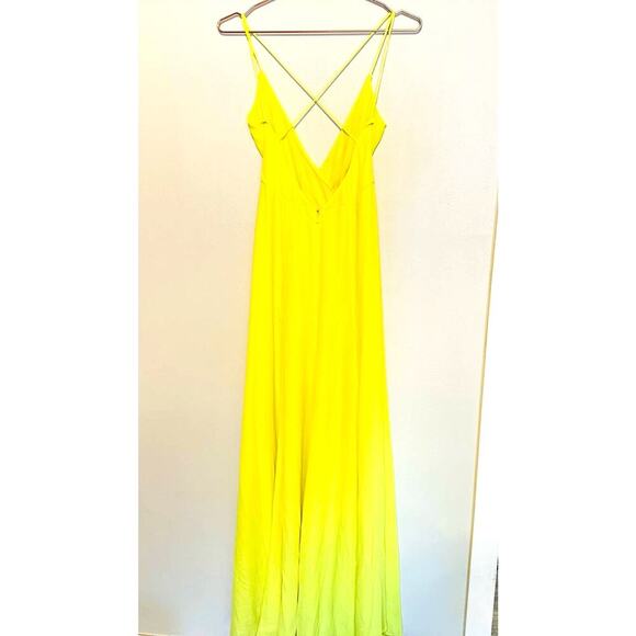 Jay Godfrey Neon Yellow Georgette Zipper Fully Lined High Slit Gown Dress Size 2 - Picture 4 of 13
